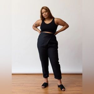 FREE LABEL Black Linen Reese Pant